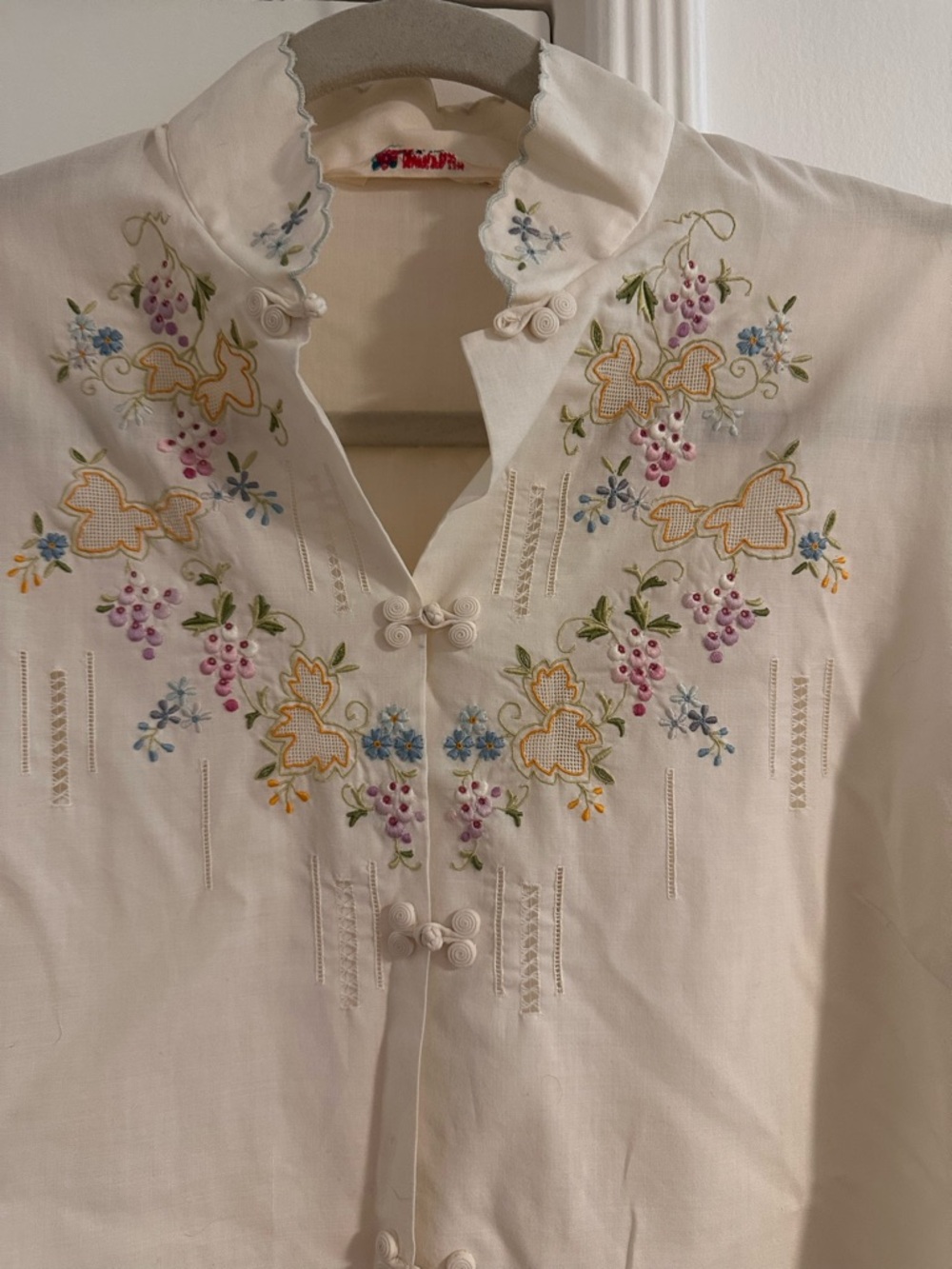 Vintage Daffodil  Hand Embroidered Blouse